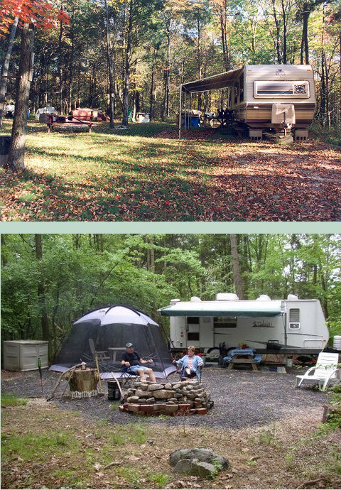 Seasonal site on top and site with campers